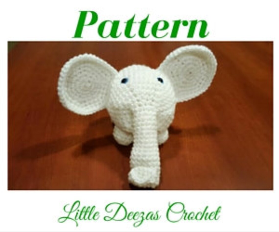 Albino Elephant Pattern White Elephant Crocheted Elephant Etsy