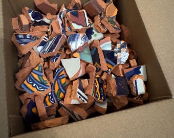 6x6x6 Box of Pottery for Mosaics Mexican Tile Telavera Pieces