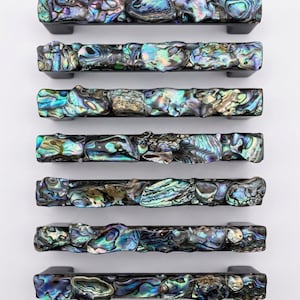 Nachhaltig gewonnene Schubladengriffe aus Abalone-Muscheln, 3 Zoll, 3 3/4 Zoll, 5 1/6 Zoll