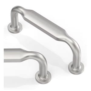 Puxadores de gaveta em madrepérola de origem sustentável, 7,6 cm, 9,5 cm, 12,7 cm, 16 cm + níquel acetinado