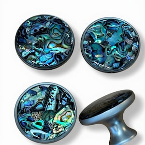 Boutons d'armoire en coquille d'ormeau de source durable 1,5 po. Nickel brossé