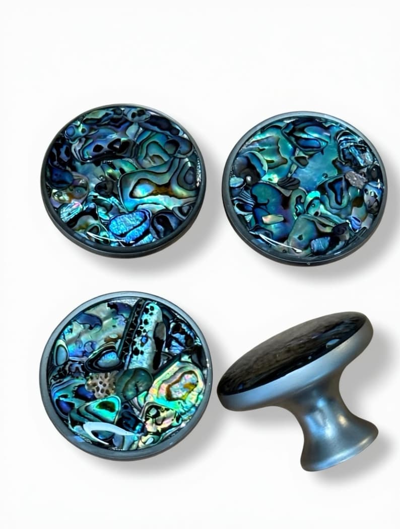 Sustainably Sourced Abalone Shell Cabinet Knobs 1.5” Brushed Nickel - Etsy