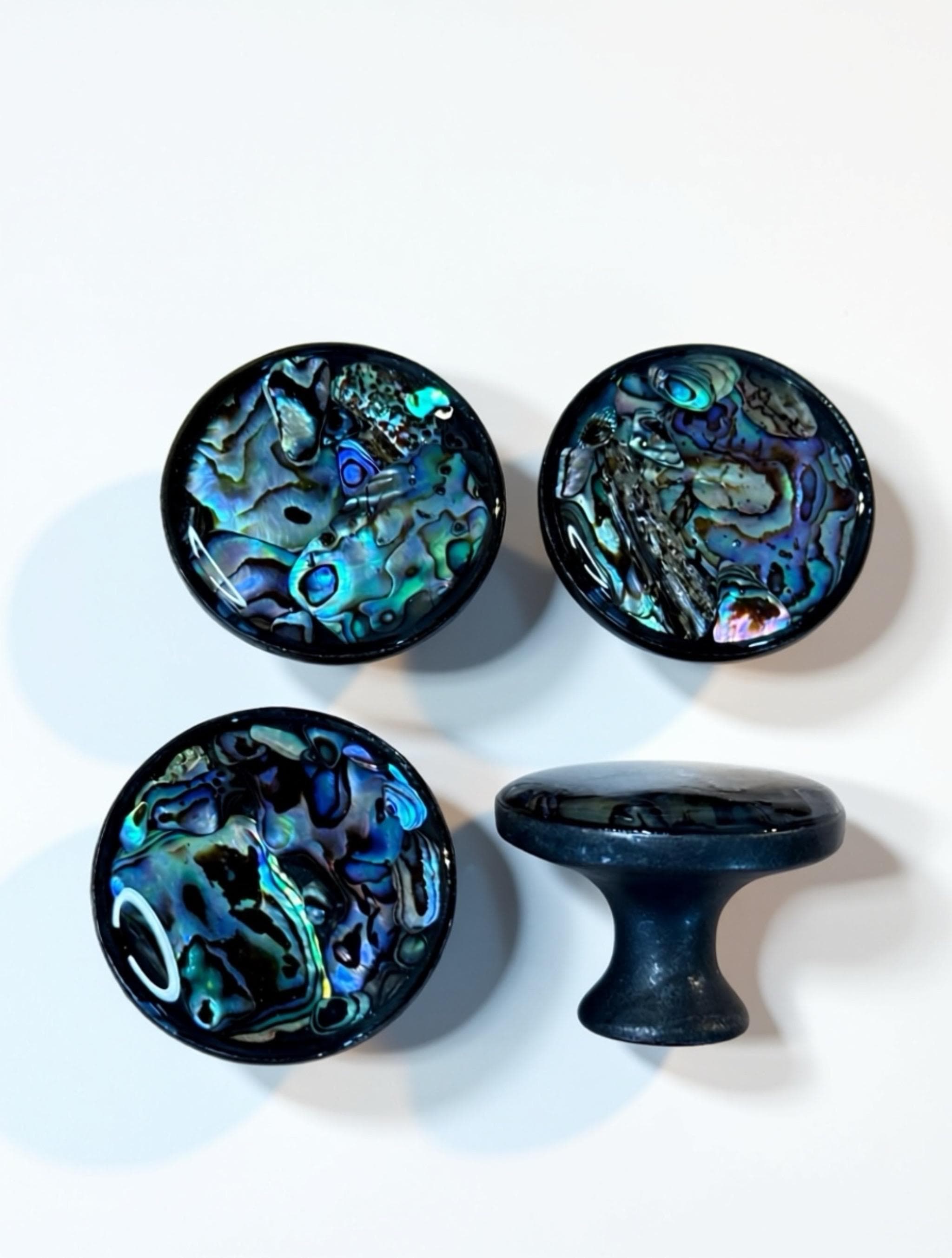 Sustainably Sourced Abalone Shell Cabinet Knobs 1.5” Rubbed Bronze - Etsy