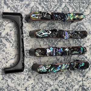 Tiradores de cajón de concha de abulón de origen sostenible de 3”, 3/4”, 5” y 6 1/4”