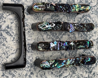 Tiradores de cajón de concha de abulón de origen sostenible de 3”, 3/4”, 5” y 6 1/4”