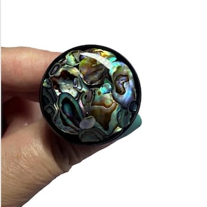 Sustainably Sourced Abalone Shell Black Base Cabinet Knobs 1.18” Diameter