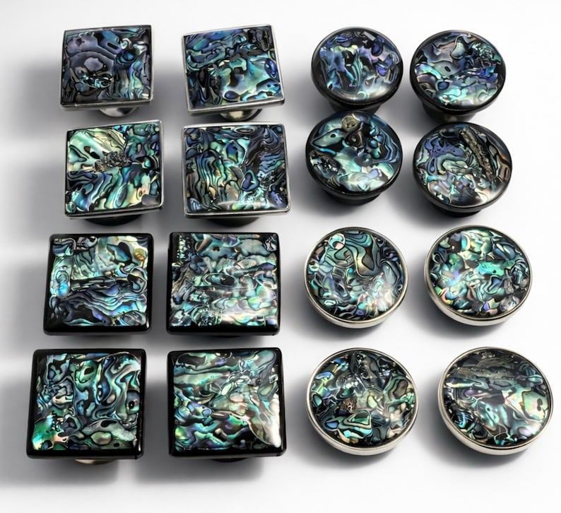 Sustainably Sourced Abalone Shell Cabinet Knobs 1.5” Rubbed Bronze - Etsy
