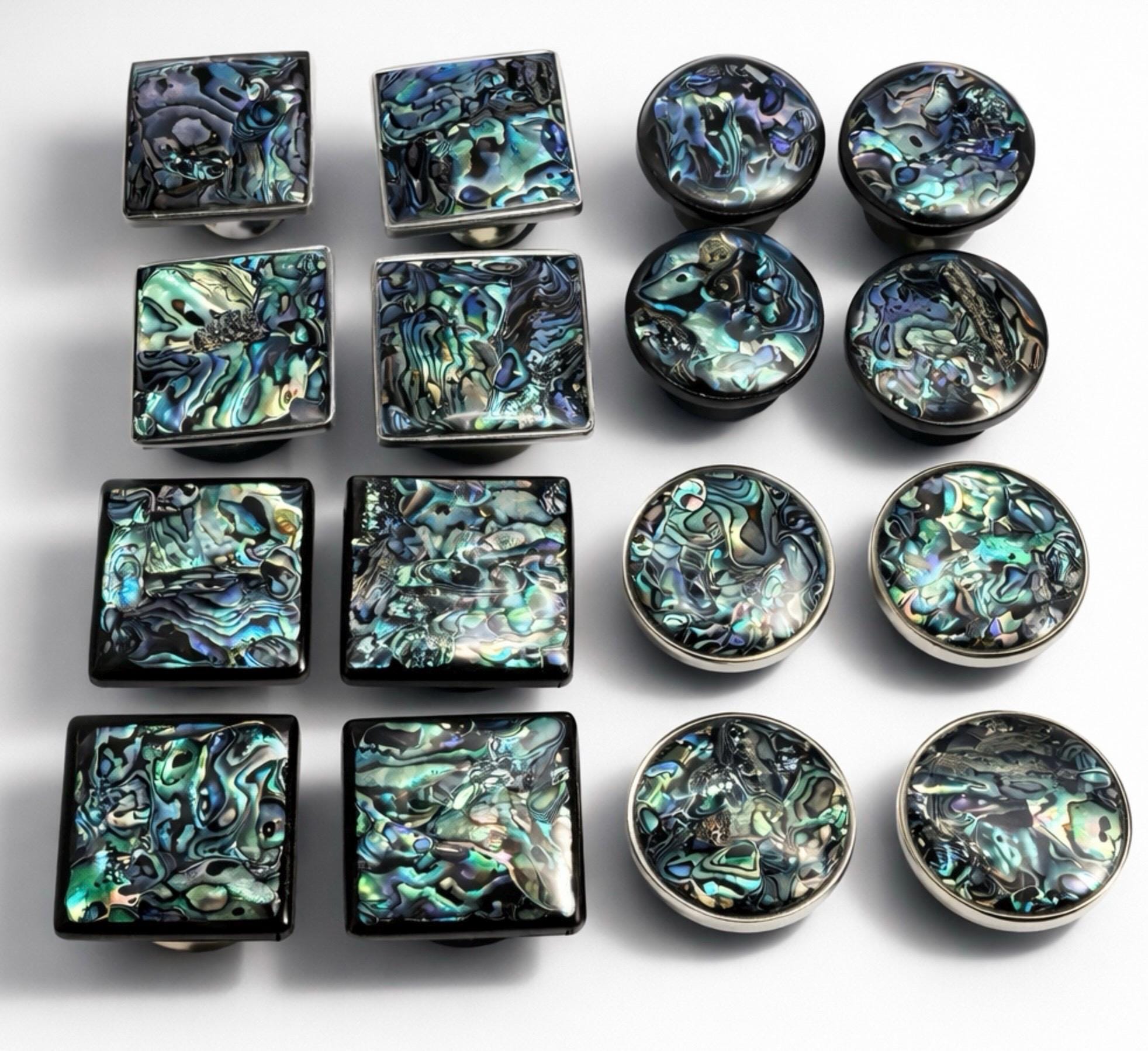 Sustainably Sourced Abalone Shell Cabinet Knobs 1.5” Rubbed Bronze - Etsy