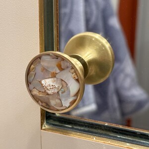Sustainably Sourced Mother of Pearl and Abalone Cabinet Knobs 1.5” Brushed Gold