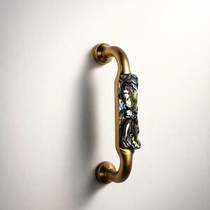 Sustainably Sourced Abalone Shell Drawer Pulls 3”, 3-3/4”, 5”, 6.3” + Brushed Gold