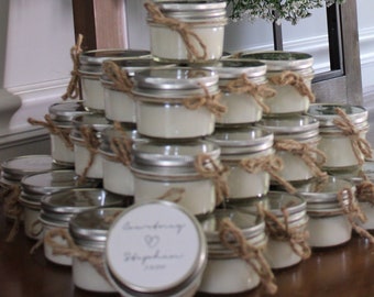 Wedding Candle Favors | 12 – 4 oz Mason Jar Candles | Mason Jar Candles | Bulk Candles | Shower Favors