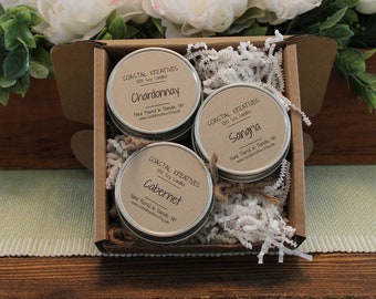 Rustic Trio Soy Holiday Candle Gift Box - Three 4oz Candle sampler - Gift set - Chardonnay - Sangria - Cabernet