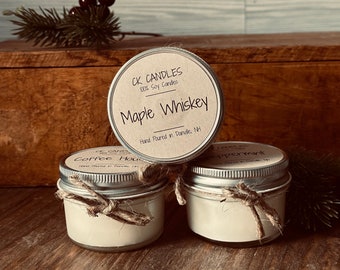 Rustic Trio Soy Holiday Candle Gift Box - Three 4oz Candle sampler - Gift set - Coffee House - Peppermint - Maple Whiskey