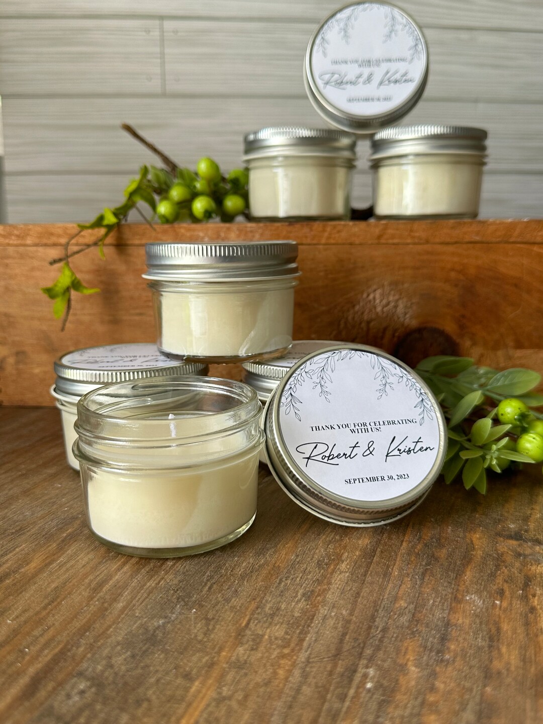Personalized Wedding Candle Favors: 16 - 4 Oz Mason Jar Soy Candles - Etsy