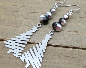 Christmas Tree Earrings: Stainless Steel Holiday Dangles