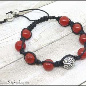 Gemstone Shamballa Bracelet Red Agate Macrame Bracelet - Etsy