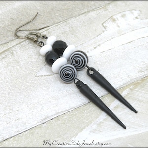 Edgy Evil Eye Earrings: Gunmetal Spike, Gothic Style