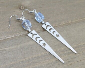 Celestial Moon & Stars Earrings: Stainless Steel Boho Chic Jewelry