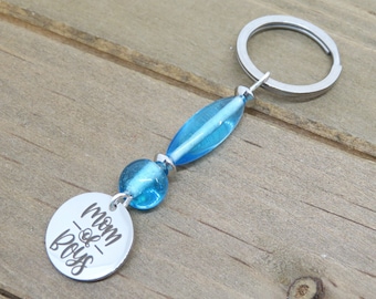 Aqua Mom of Boys Key Chain, Boy Mom Key Ring, Mother's Day Gift, New Mom Gift, Stocking Stuffer, Small Gift Idea