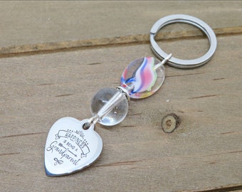 Grandparent Key Chain, Happiness is Being a Grandparent Key Ring, Grandmother Grandfather Gift, Stocking Stuffer, Small Gift Idea