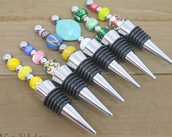 Beaded Wine Bottle Stoppers, Blingy Barware, Housewarming Gift, Wine Bottle Cork, Wine Saver