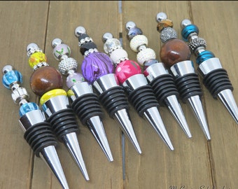 Beaded Wine Bottle Stoppers, Wine Bottle Cork, Wine Saver, Blingy Barware, Housewarming Gift