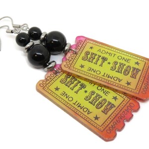 Shit Show Ticket Earrings, Curse Word Jewelry zdjęcie 3