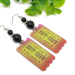 Shit Show Ticket Earrings, Curse Word Jewelry zdjęcie 4