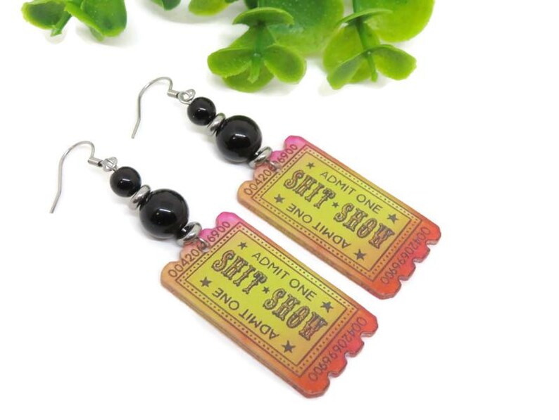 Shit Show Ticket Earrings, Curse Word Jewelry zdjęcie 4