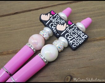 Beaded Pens, I Swear Because I Care, Fancy Writing Pen, Bling Pen, BFF Gift