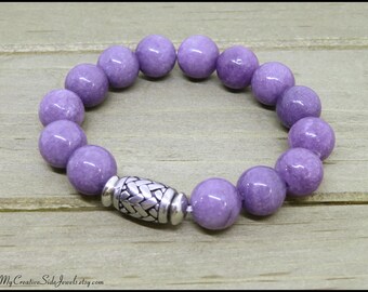Purple Jade Gemstone Bracelet: Boho Chic Unisex Jewelry