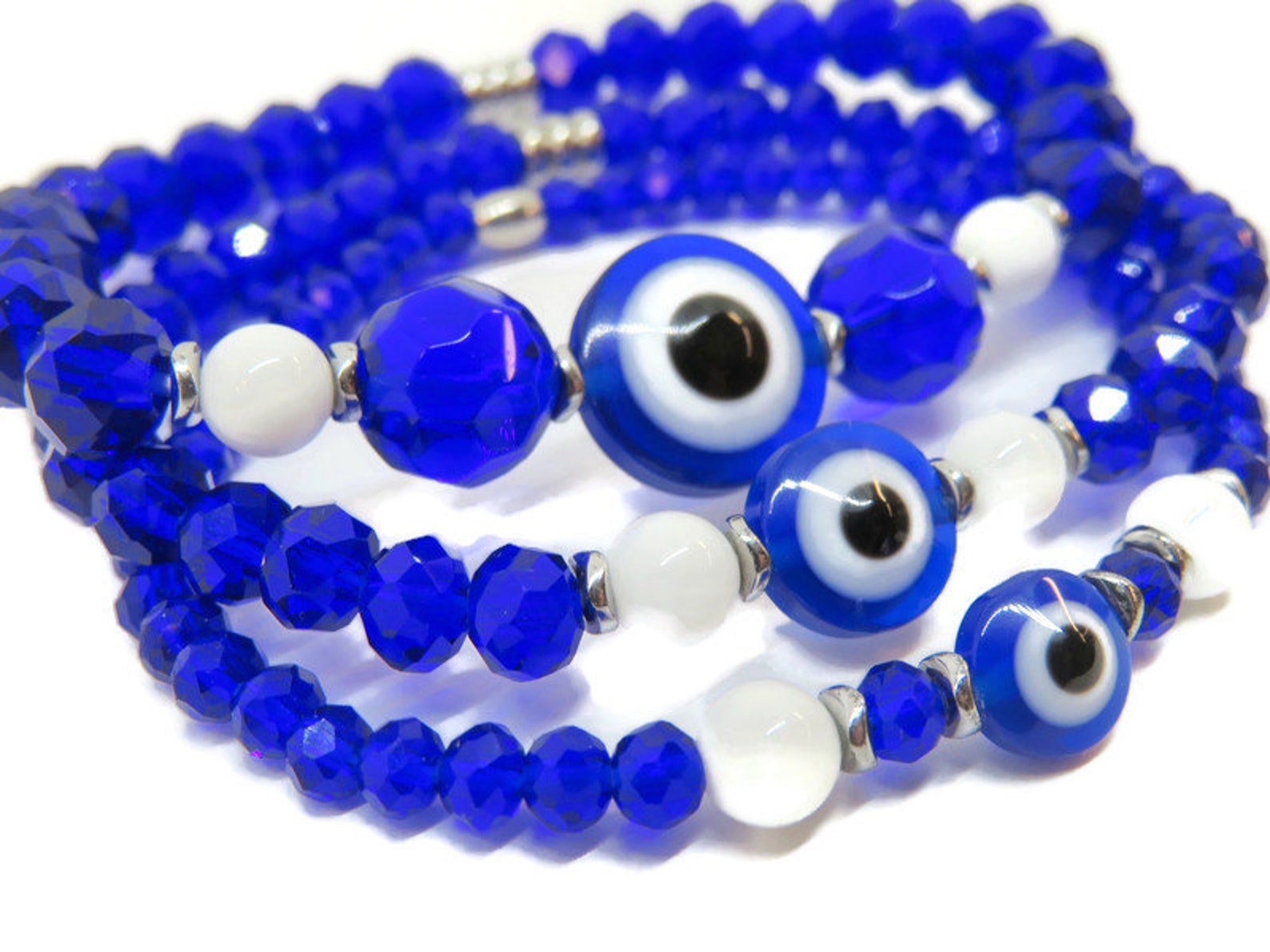 Blue Evil Eye Bracelet Boho Chic Beaded Bracelet Symbolic Etsy