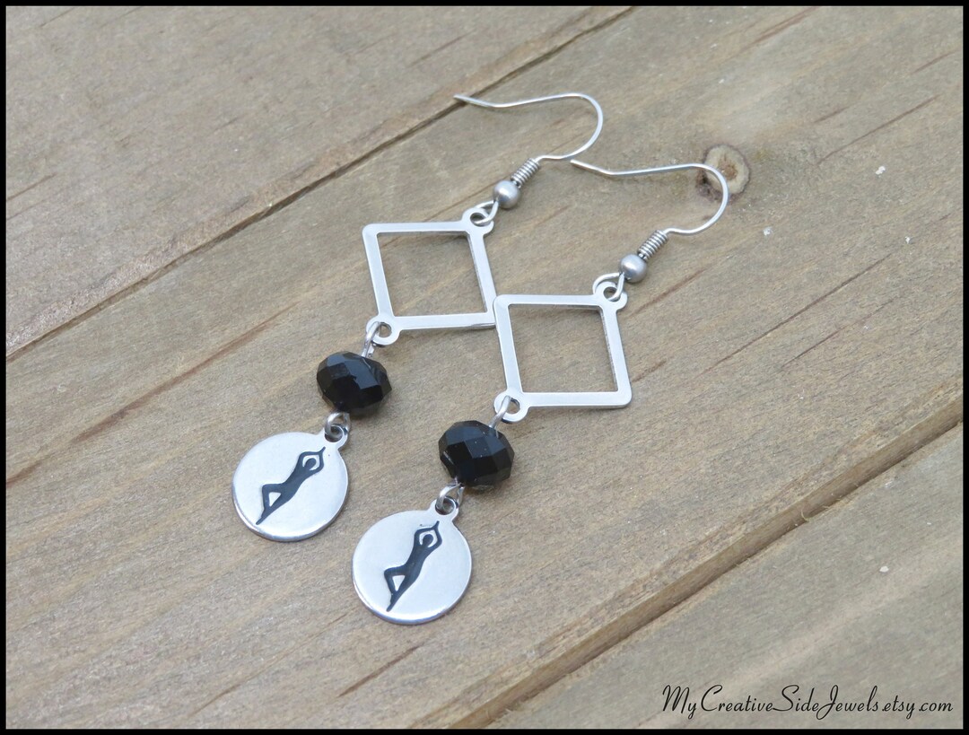 Yoga Tree Pose Earrings Yogi Gift Idea Stainless Steel Etsy