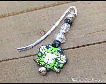 Frog Bookmark, Beaded Metal Bookmark, Reading Accessory, Teen Tween Gift