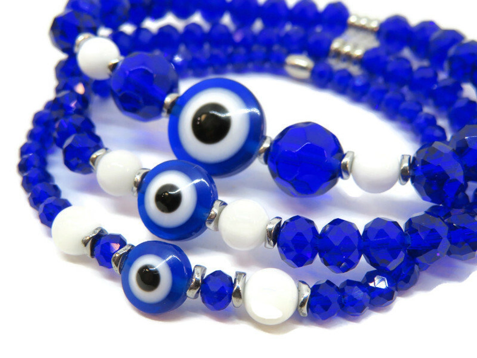 Blue Evil Eye Bracelet Boho Chic Beaded Bracelet Symbolic Etsy