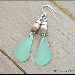 Green Sea Glass Earrings: Boho Beach Dangles