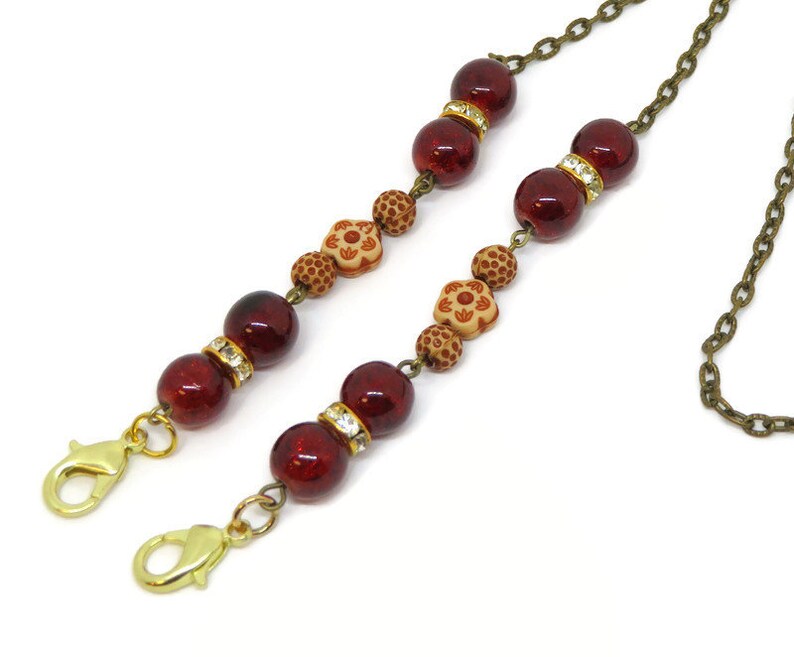 Face Mask Holder Brown Beaded Mask Lanyard Elegant Face Mask Etsy