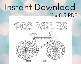 100 Mile Bike Tracker: Cycle Challenge Printable for Motivation, Activity Log