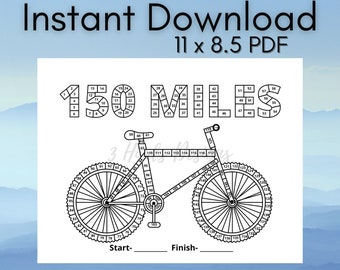150 Mile Challenge, Bike Tracker, Cycle Challenge, Activity Tracker, Printable, Motivation Tracker