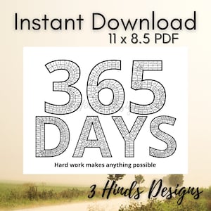 365 Day Tracker, Running, Workout Challenge, Walking, Habit, Challenge, Printable, Fitness Motivation, Exercise Goals, Log