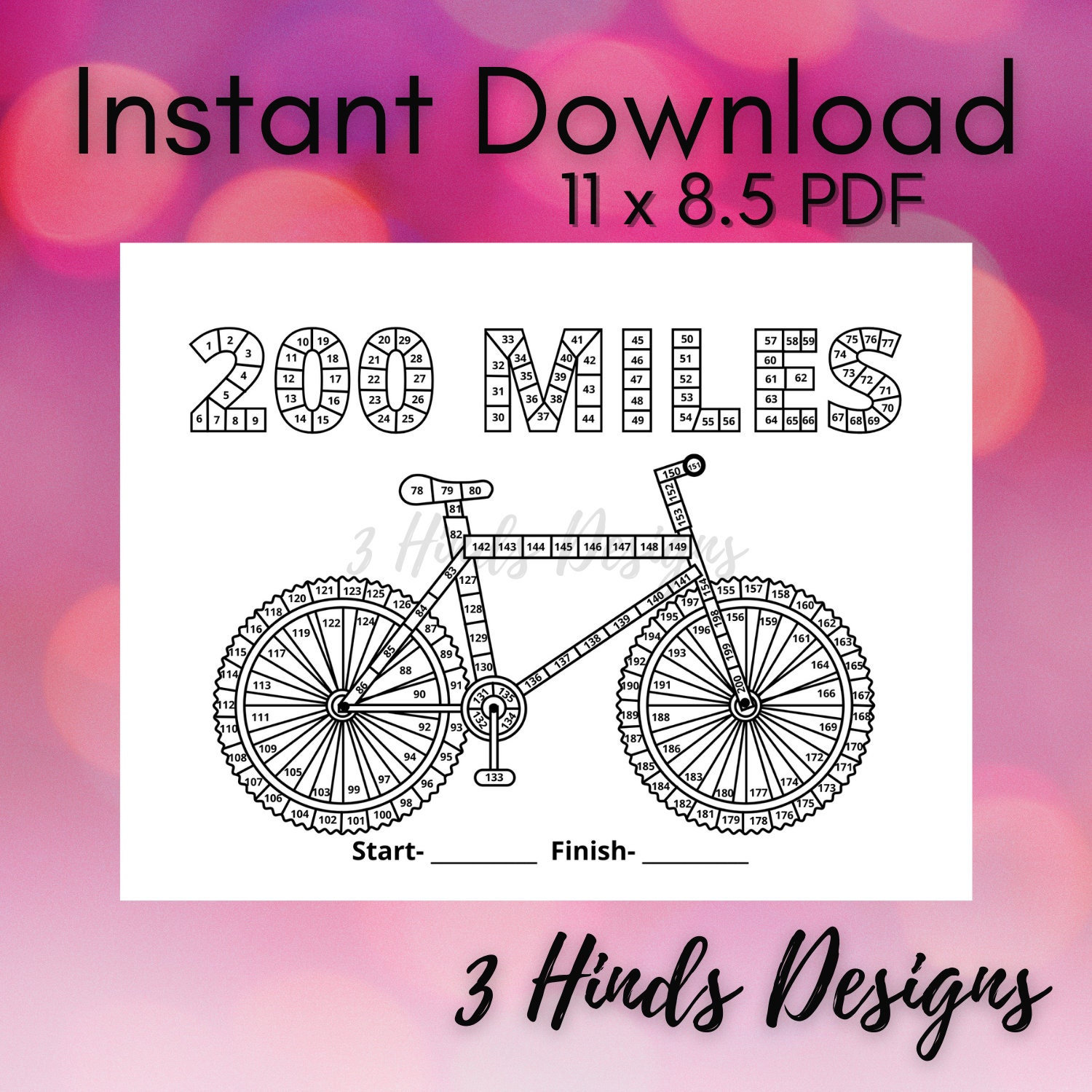 200 Mile Challenge Bike Tracker Cycle Challenge Activity