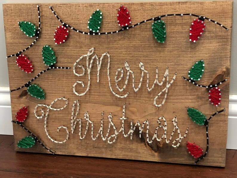 Merry Christmas with Lights String Art Etsy