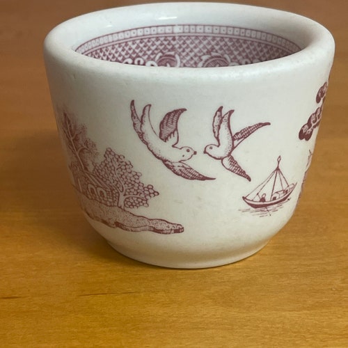 Vintage Sterling Restaurant China Fruit Bowl Red & White Asian Design Made in USA