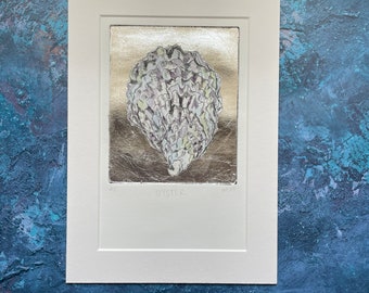 Silver leaf oyster engraving