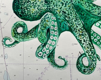 Octopus painting green