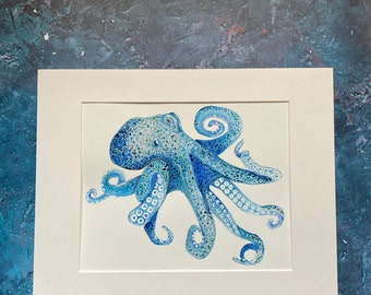 Octopus painting blue