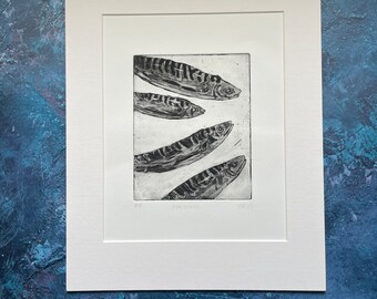 Aqua tint mackerel etching