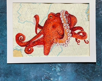 Octopus painting red