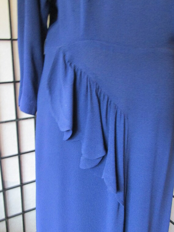 1940's French blue crepe dress by Julette Origina… - image 4