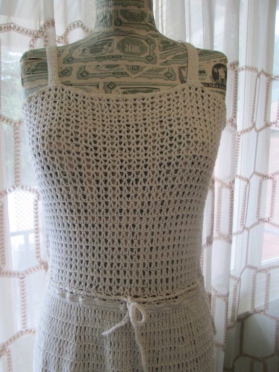 1970's cream crochet sun dress with bolero